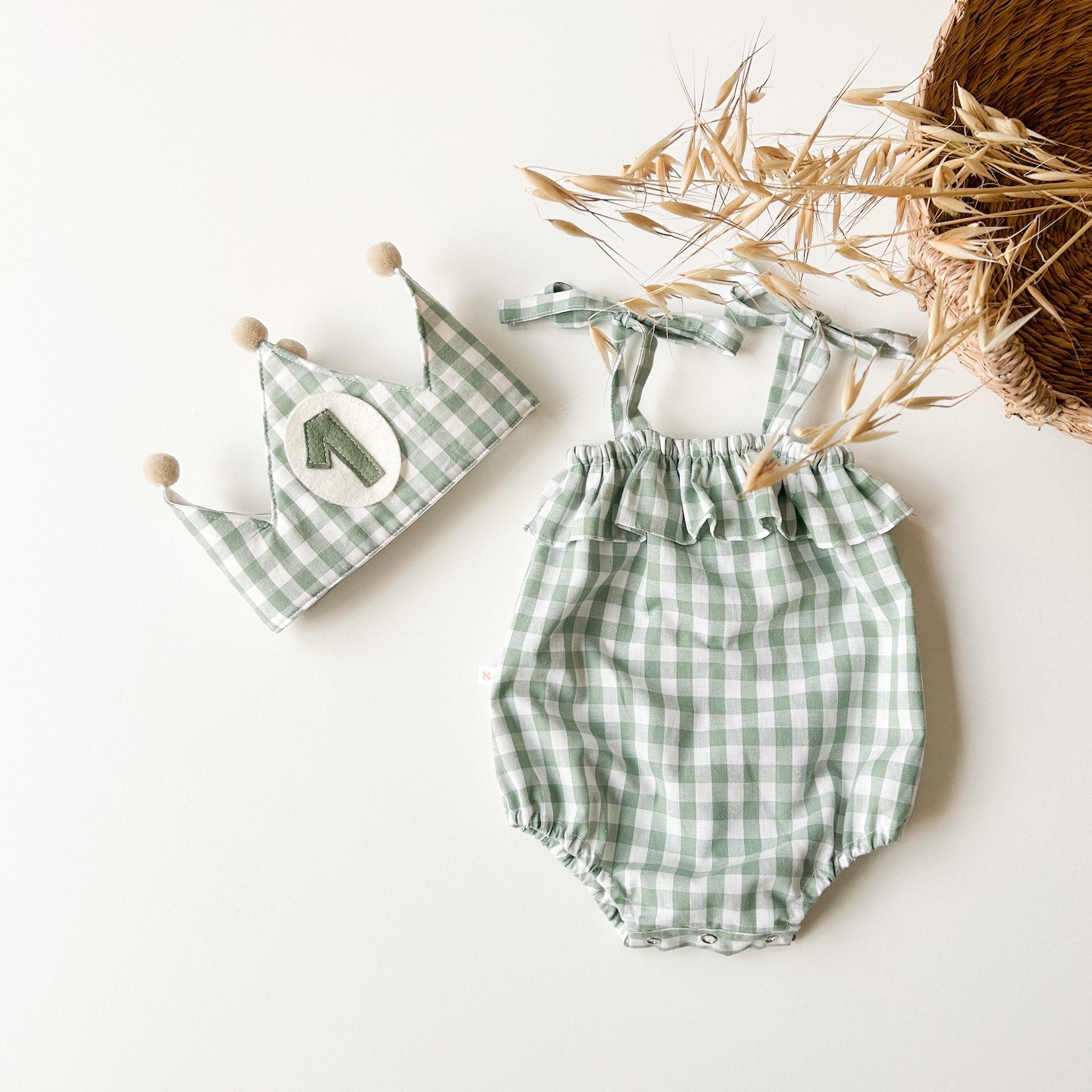 Mint green gingham wreath